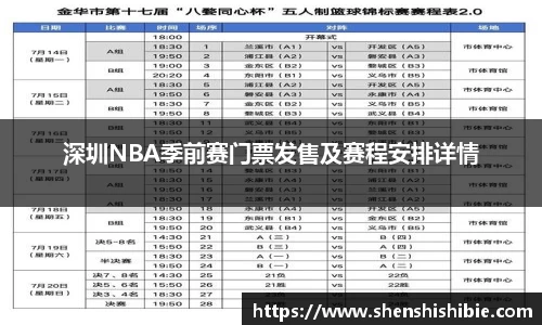 深圳NBA季前赛门票发售及赛程安排详情